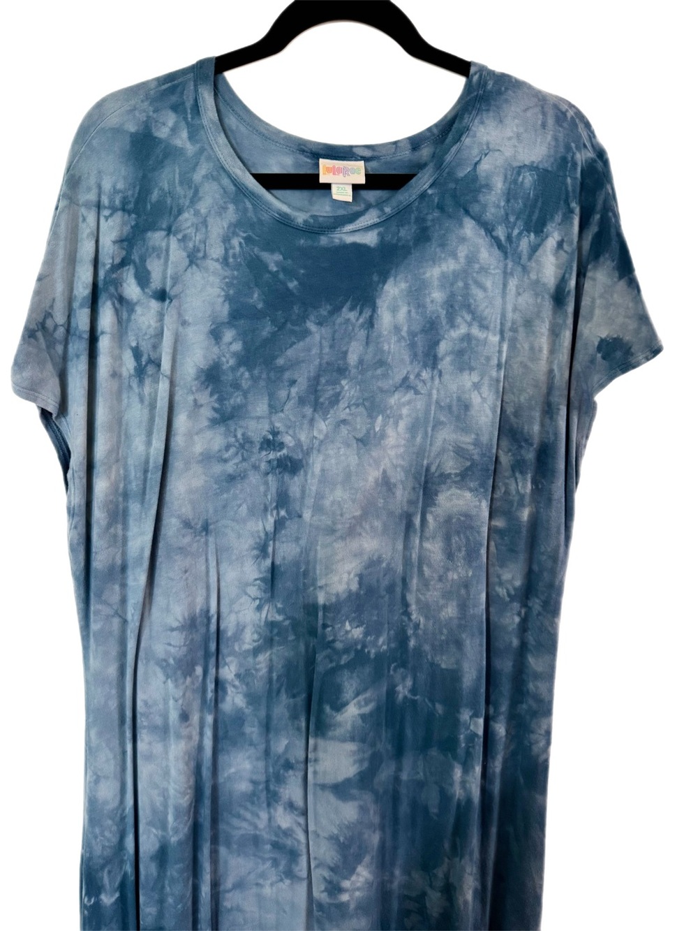 LuLaRoe Maria Dress Blue Tie Dye Swing Dress Size 2XL
